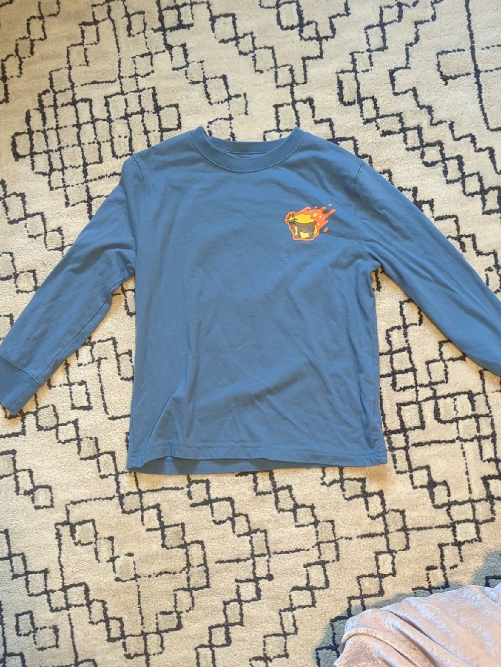 Goat USA Long Sleeve Graphic Tee - Blue with Flame Logo